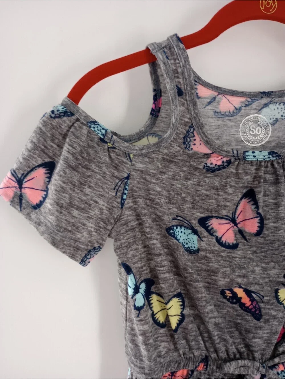 SO Girls Size 10 Dress Cold Shoulder Butterflies 065